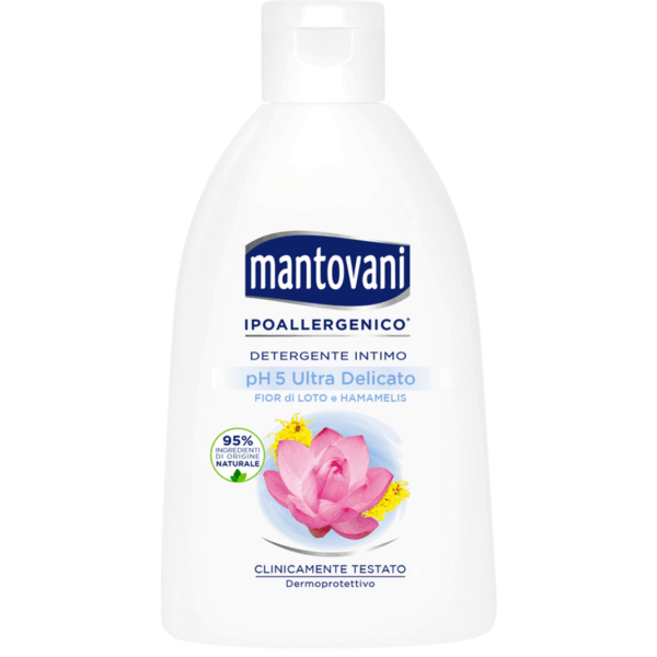 MANTOVANI DETERGENTE INTIMO IPOALLERGENICO ULTRADELICATO FIOR DI LOTO E HAMAMELIS 250 ML.