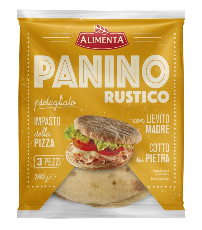 ALIMENTA PANINO RUSTICO PRETAGLIATO CON LIEVITO MADRE COTTO SU PIETRA 3 PEZZI 240 GR.