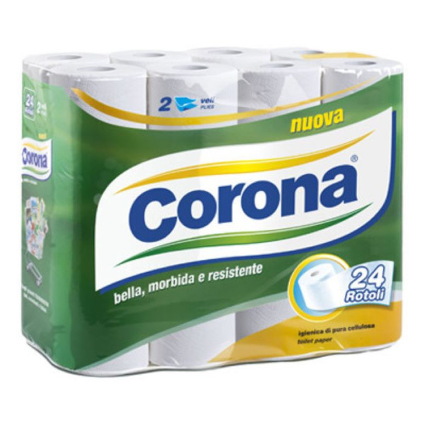 CORONA CARTA IGIENICA A 2 VELI 24 ROTOLI FORMATO CONVENIENZA