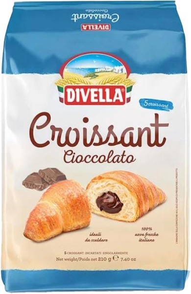 DIVELLA CROISSANT AL CIOCCOLATO IDEALI DA SCALDARE - 5 PEZZI 210 GR.