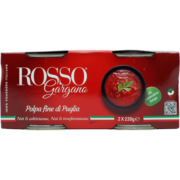 ROSSO GARGANO POLPA FINE DI POMODORO DI PUGLIA IN LATTA 2x230 GR.