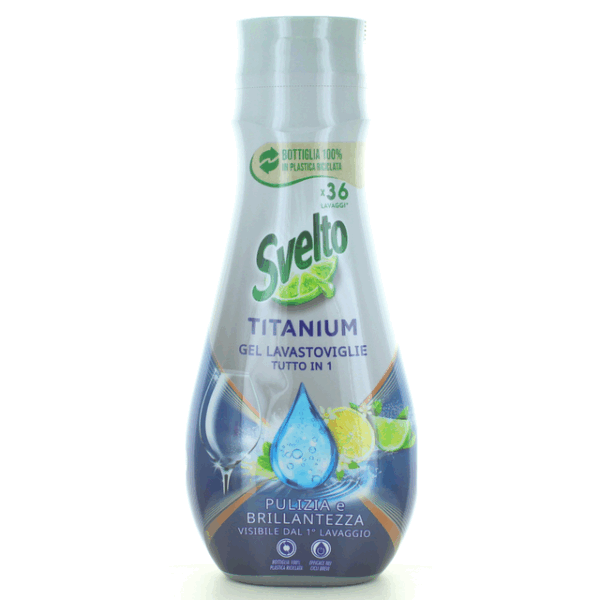 SVELTO TITANIUM GEL LAVASTOVIGLIE TUTTO IN 1 PULIZIA E BRILLANTEZZA 640 ML.
