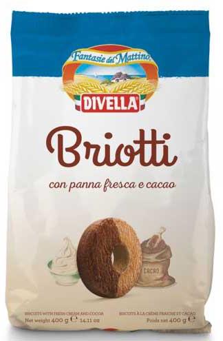 DIVELLA BRIOTTI BISCOTTI CON CACAO E PANNA 400 GR.