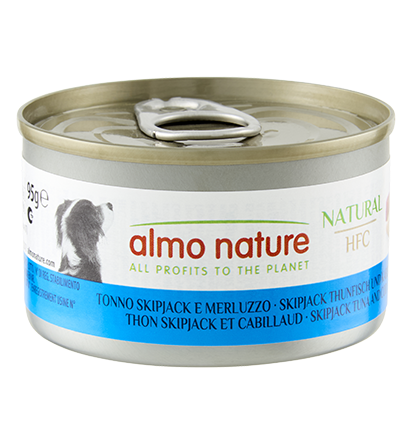 ALMO NATURE HFC NATURAL DOGS: TONNO SKIPJACK E MERLUZZO 95 GR.