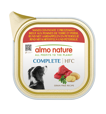 ALMO NATURE HFC COMPLETE DOGS: MANZO, PATATE E PREZZEMOLO 150 GR.