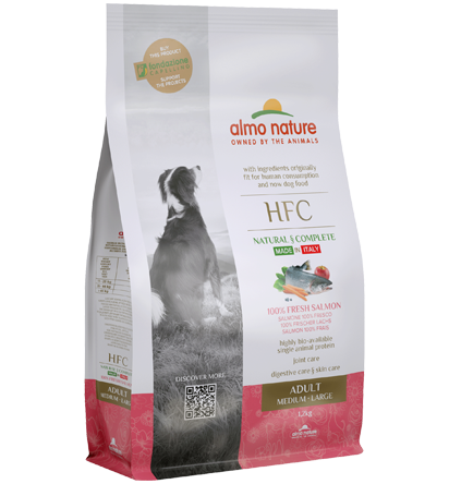 ALMO NATURE HFC DOG ADULT M/L: CROCCHETTE SALMONE 8 KG