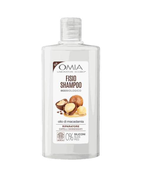 OMIA LABORATORI ECOBIO FISIO SHAMPOO ECOBIOLOGICO ALL'OLIO DI MACADAMIA RIPARATORE PER CAPELLI DANNEGGIATI 200 ML.