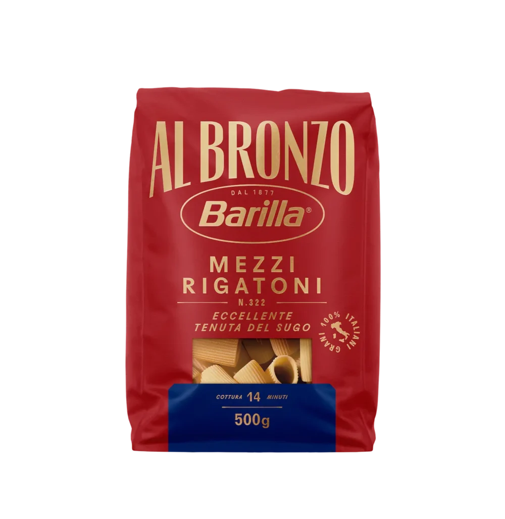 BARILLA MEZZI RIGATONI AL BRONZO LAVORAZIONE GREZZA 500 GR.