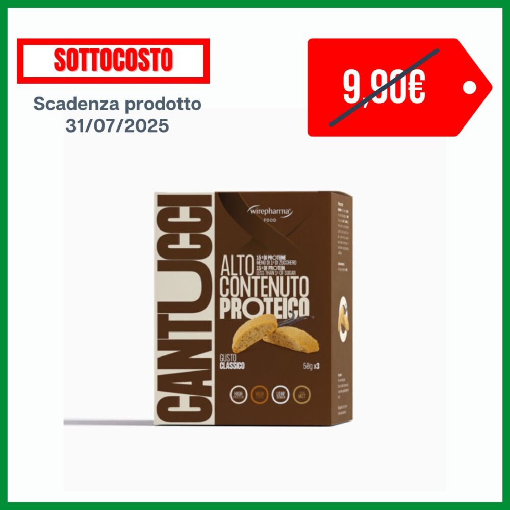 WIREPHARMA BISCOTTI CANTUCCI GUSTO CLASSICO AD ALTO CONTENUTO PROTEICO 3x50 GR.
