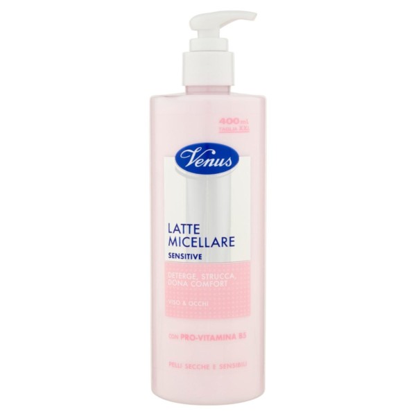 VENUS LATTE MICELLARE SENSITIVE VISO E OCCHI CON PRO-VITAMINA B5 PELLI SECCHE E SENSIBILI 400 ML.