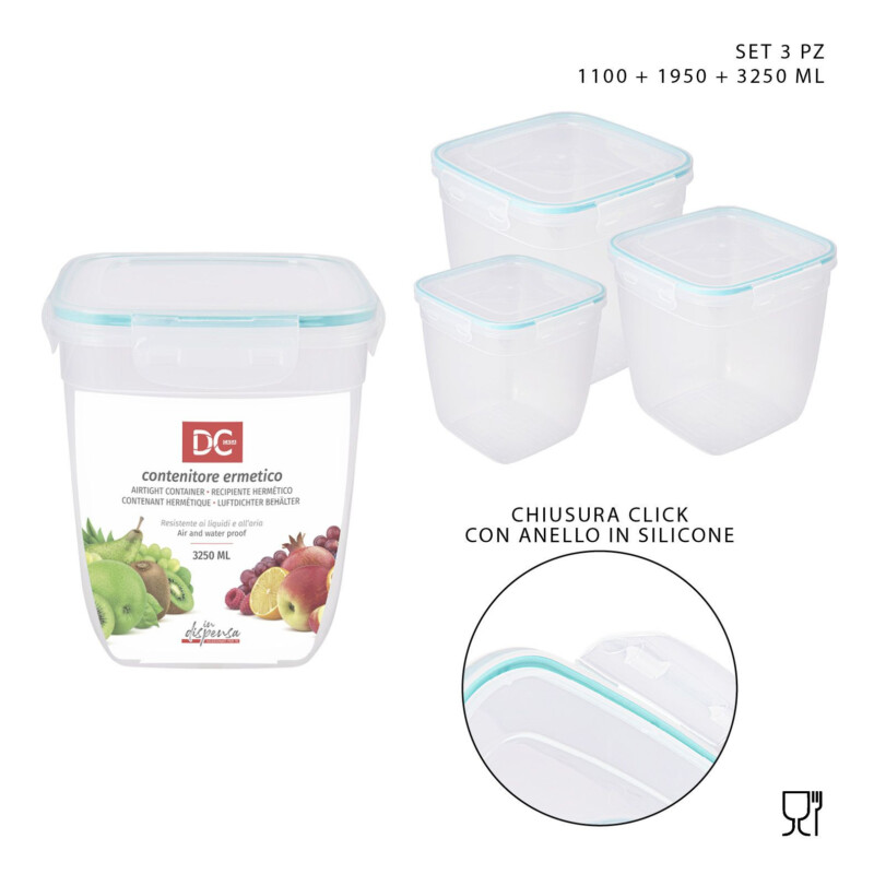 CONTENITORI ERMETICI PROFONDI 1100-1950-3250ML - 3PZ