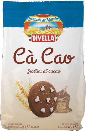 DIVELLA BISCOTTI  FROLLINI AL CACAO CA' CAO 400 GR.