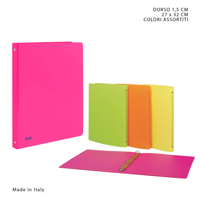 FAVORIT RACCOGLITORE NEON IN PPL CON 4 ANELLI - DORSO 1.5CM - 27x32CM