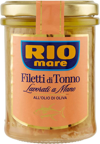 RIO MARE FILETTI DI TONNO LAVORATI A MANO ALL'OLIO DI OLIVA IN VETRO 180 GR.