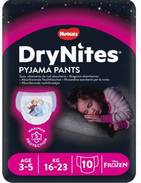 HUGGIES DRYNITES MUTANDINE ASSORBENTI PER LA NOTTE BIMBA 3/5 ANNI TGL S - 10 MUTANDINE