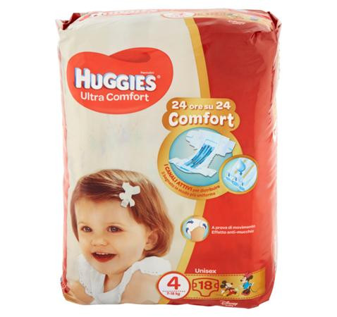 HUGGIES ULTRA COMFORT PANNOLINI TGL. 4 (7/18 KG) - 18 PANNOLINI