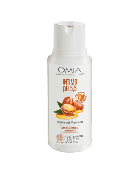 OMIA DETERGENTE INTIMO PH 5,5 ECO BIOLOGICO EMOLLIENTE LENITIVO CON OLIO DI ARGAN DEL MAROCCO 0% SAPONE 250 ML.