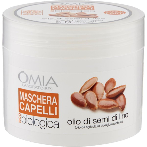 OMIA MASCHERA ECOBIOLOGICA PER CAPELLI LISCIANTE PER CAPELLI SCIUPATI E FRAGILI CON OLIO DI SEMI DI LINO 250 ML.