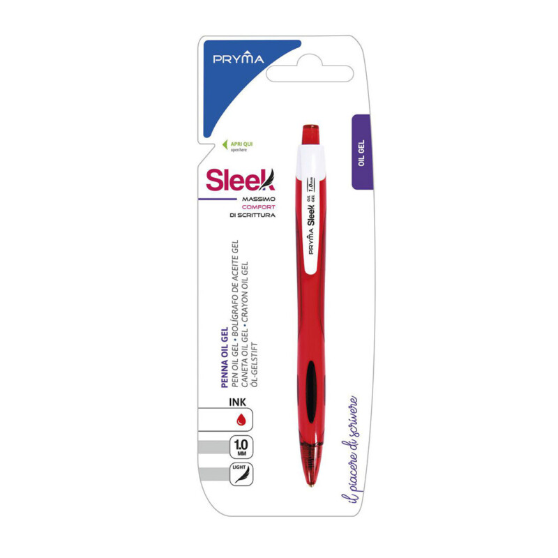 PENNA GEL A SCATTO CON INCHIOSTRO A BASE D'OLIO 1MM - ROSSO