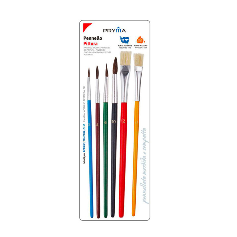 PENNELLI DA PITTURA IN LEGNO 6PZ