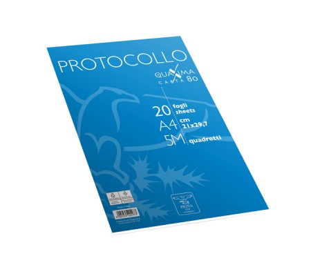 PIGNA PROTOCOLLO 5M FOGLI PROTOCOLLO A QUADRETTI 5MM A4 - 20 FOGLI
