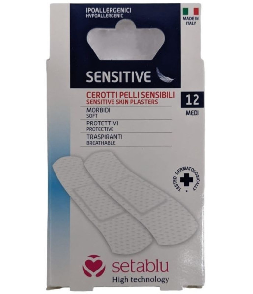 SETABLU SENSITIVE CEROTTI IPOALLERGENICI PER PELLI SENSIBILI - CONFEZIONE DA 12 CEROTTI MEDI 7x2 CM.