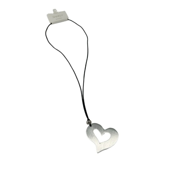 SHAKLY COLLANA IN CORDA CON PENDENTE A CUORE SATINATO SILVER