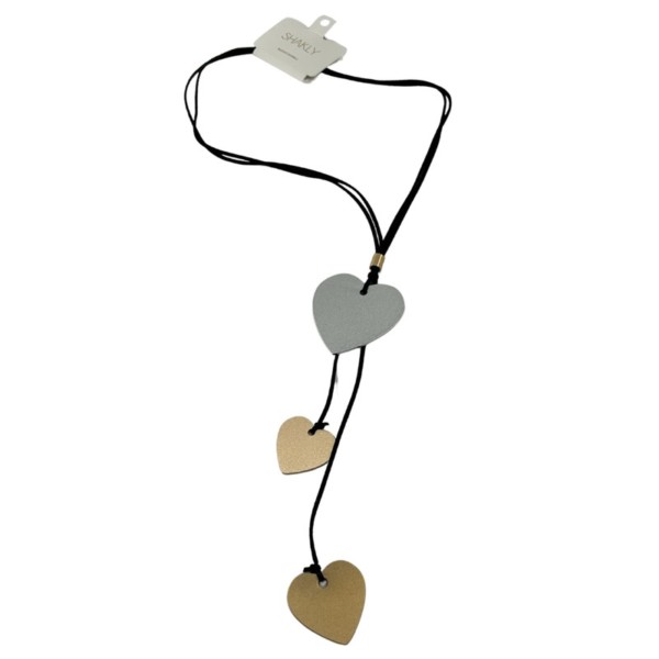 SHAKLY COLLANA NERA CON PENDENTI A CUORE