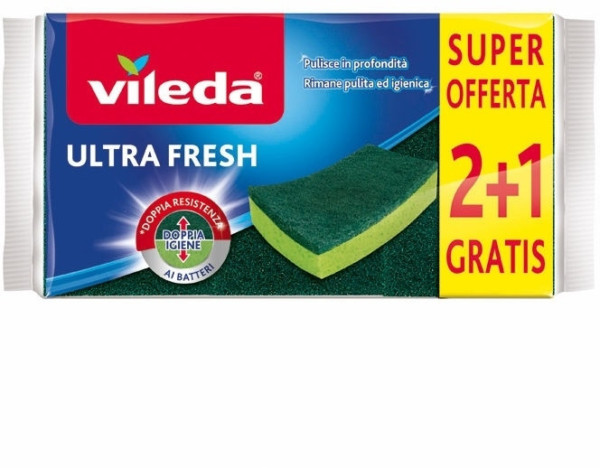 VILEDA SPUGNA ABRASIVA ULTRA FRESH 2+1