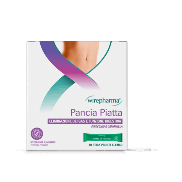 WIREPHARMA PANCIA PIATTA INTEGRATORE ALIMENTARE PER L'ELIMINAZIONE DEI GAS E LA FUNZIONE DIGESTIVA 10 STICK 15 GR.