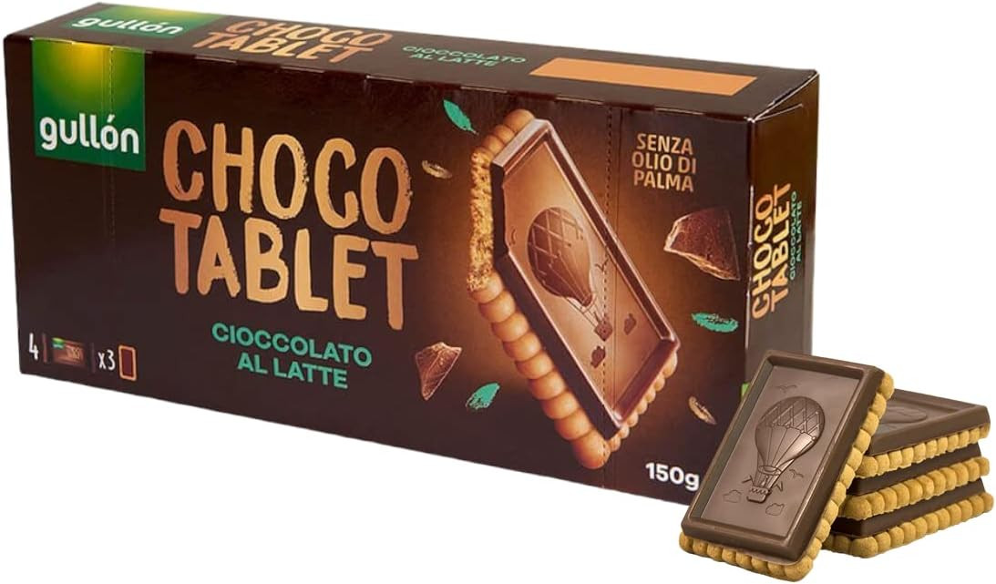 GULLÓN CHOCO TABLET BISCOTTI CROCCANTI RICOPERTI CON STRATO DI CIOCCOLATO AL LATTE 150 GR.