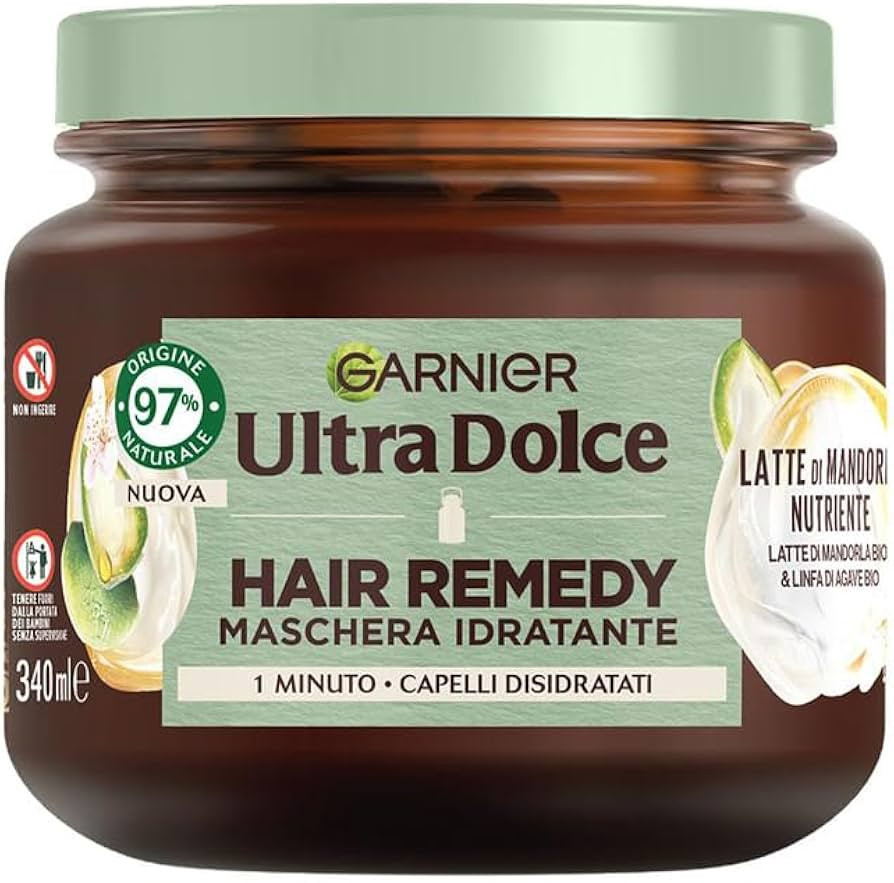 GARNIER ULTRA DOLCE HAIR REMEDY MASCHERA IDRATANTE 1 MINUTI PER CAPELLI DISIDRATATI CON LATTE DI MANDORLA 340 ML.