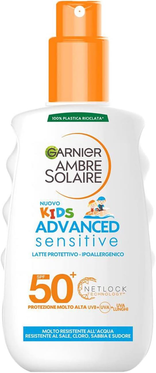 GARNIER AMBRE SOLAIRE KIDS ADVANCED SENSITIVE SOLARE PROTETTIVO IPOALLERGENICO SPF 50+ 200 ML.
