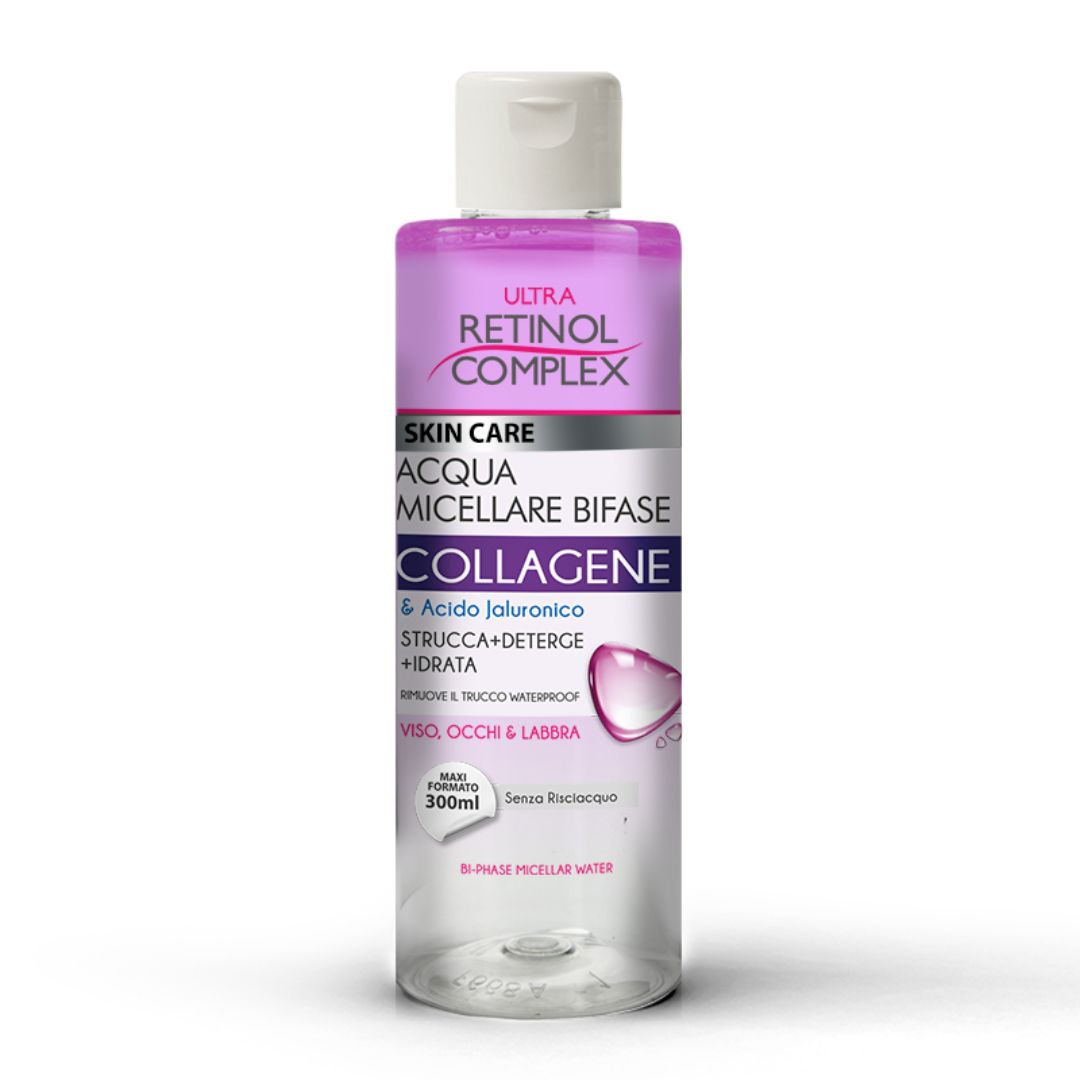 ULTRA RETINOL COMPLEX SKIN CARE ACQUA MICELLARE COLLAGENE E ACIDO IALLURONICO ANCHE TRUCCO WATERPROOF 300 ML.